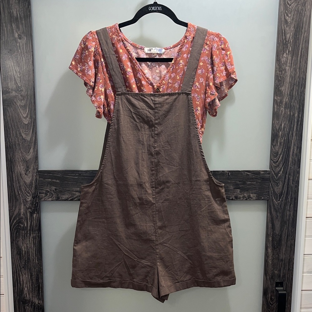 SHEIN Brown Casual Short Overalls and top bundle